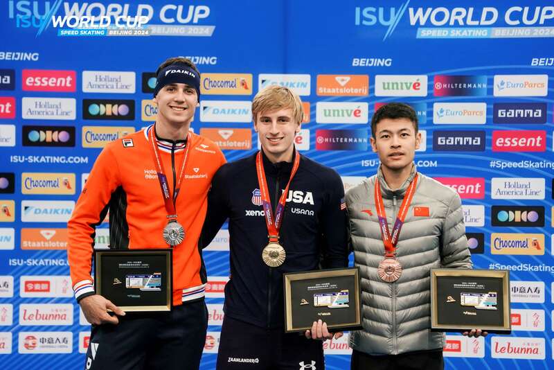 美国选手在速度滑冰项目上夺得金牌 美国选手在速度滑冰项目上夺得金牌